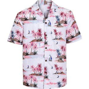 Hawaiian Shirts for Men Flower Casual Short Sleeve Regular Fit Mens Aloha Shirts